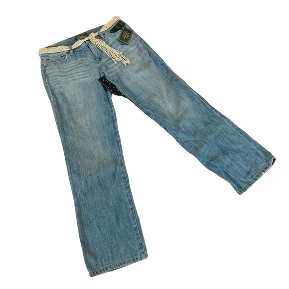 Lauren Ralph Lauren Womens Boyfriend Fit Blue Denim Jeans Woven Belt Size 6 - Picture 3 of 8